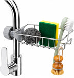 Adjustable Sink Faucet Storage Rack | Kitchen Sponge Holder & Drain Organizer